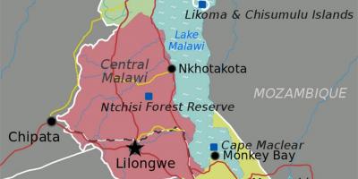 نقشه از دریاچه مالاوی آفریقا