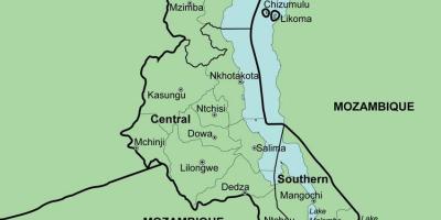 نقشه مالاوی نشان دادن مناطق